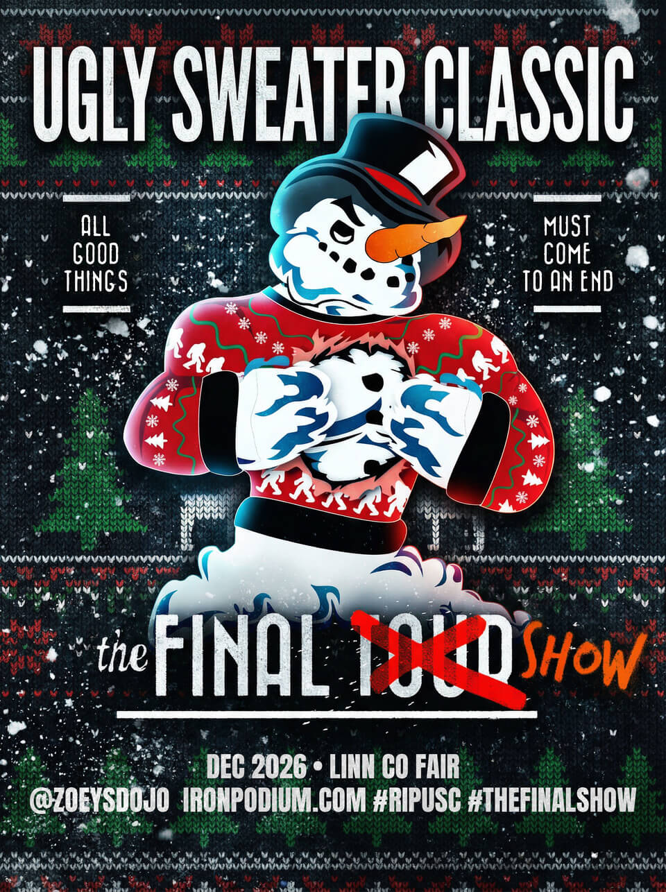 Zoey’sDojo Ugly Sweater Classic 2026 - PRO/AM Oregon: Presented by Cerberus Strength Graphic